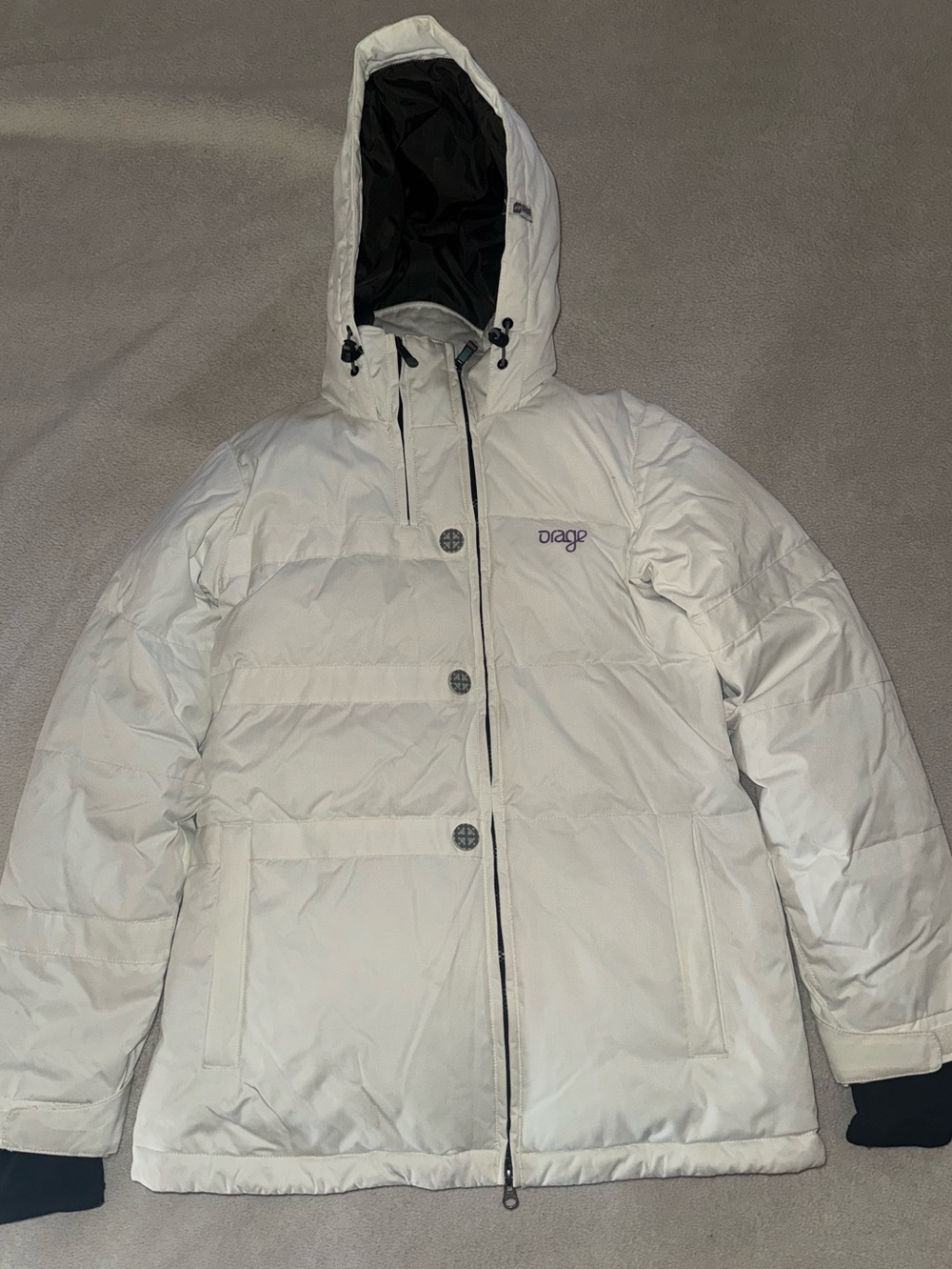White Hooded Puffer Jacket - Women